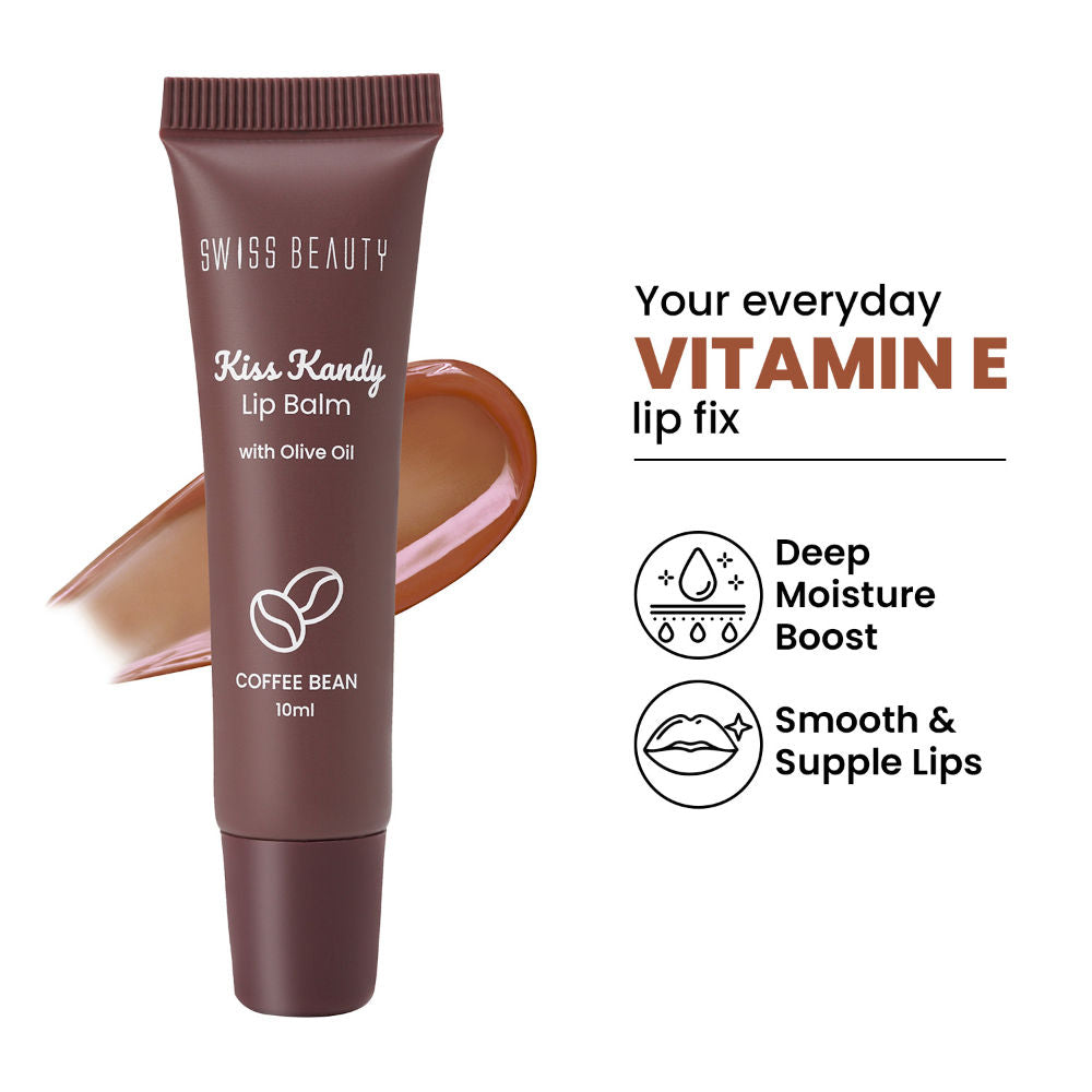 Kiss Kandy Tinted Lip Balm, Non-Sticky with Olive Oil & Vitamin E - 06 Coffee Bean