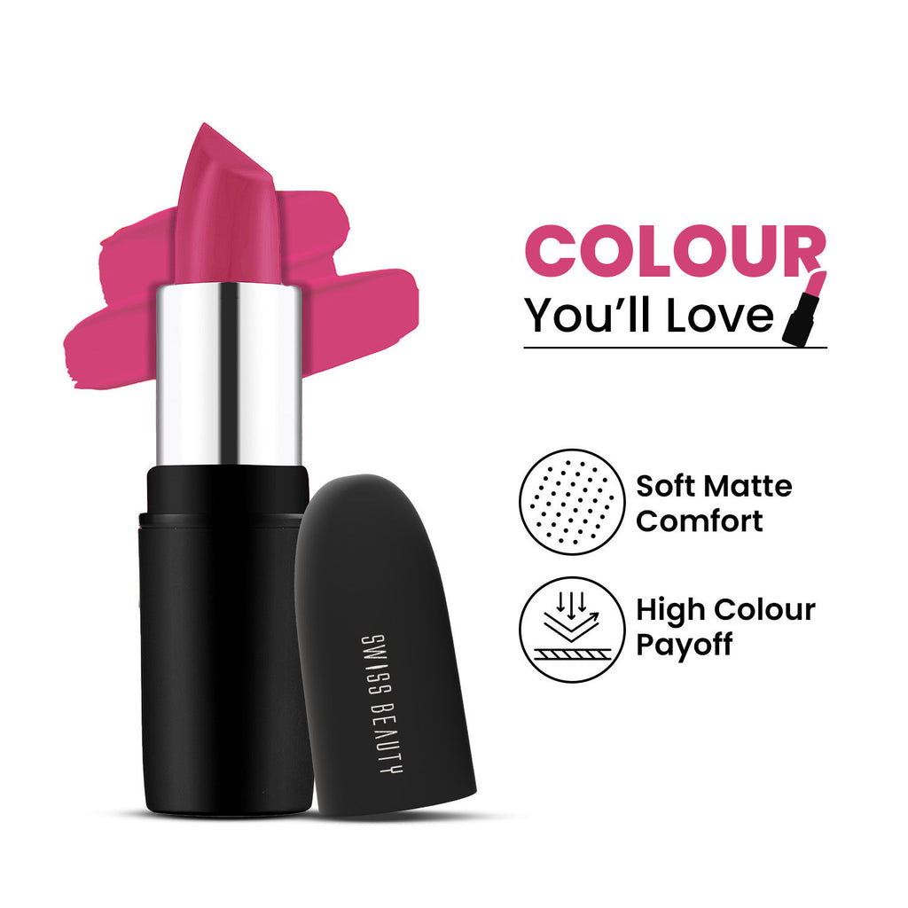Pure Matte Lipstick , Non-Drying, Smooth Glide, Long Lasting - 209 Pink Blossom
