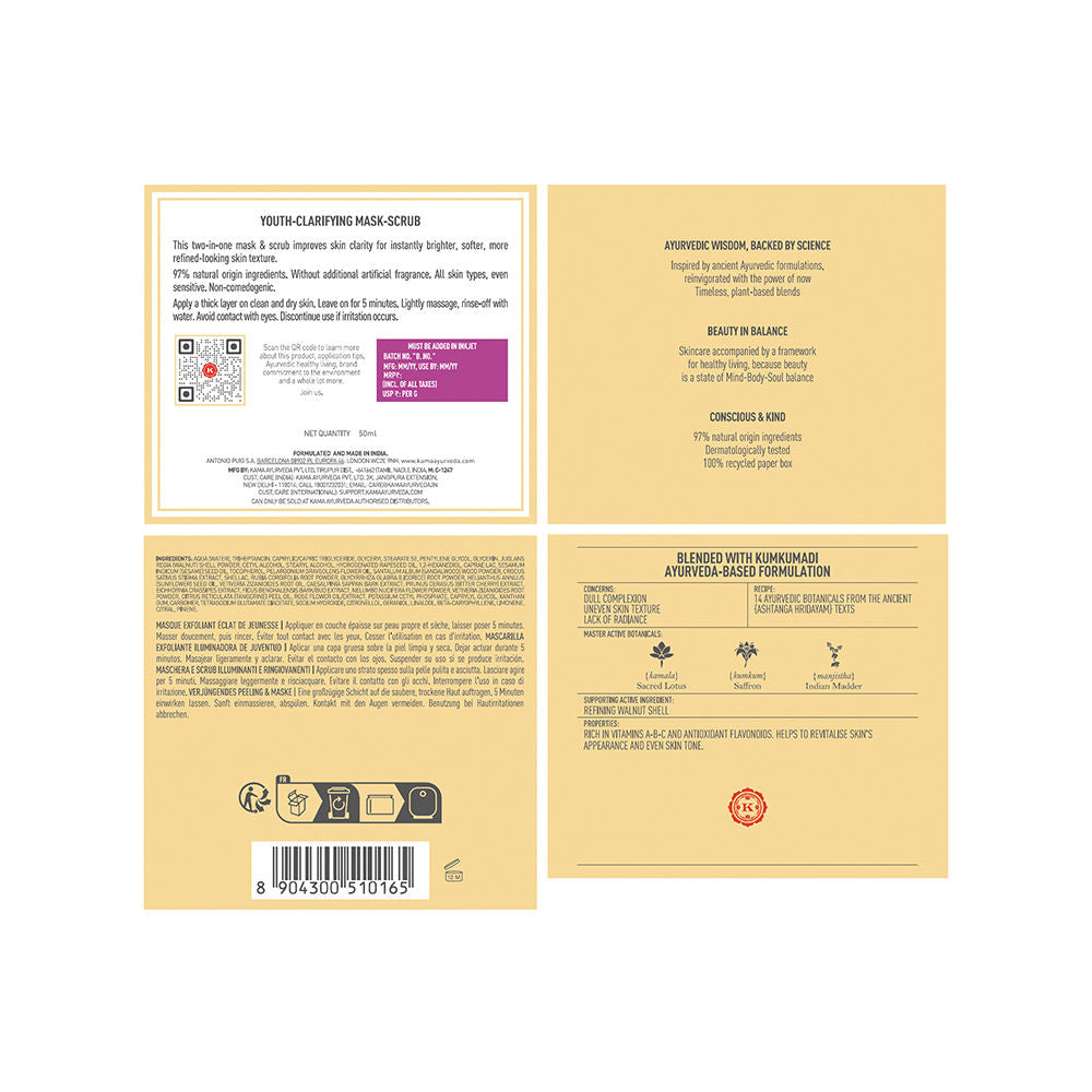 Kumkumadi Youth - Clarifying Mask-Scrub, For Uneven Skin & Dark Spot Removal