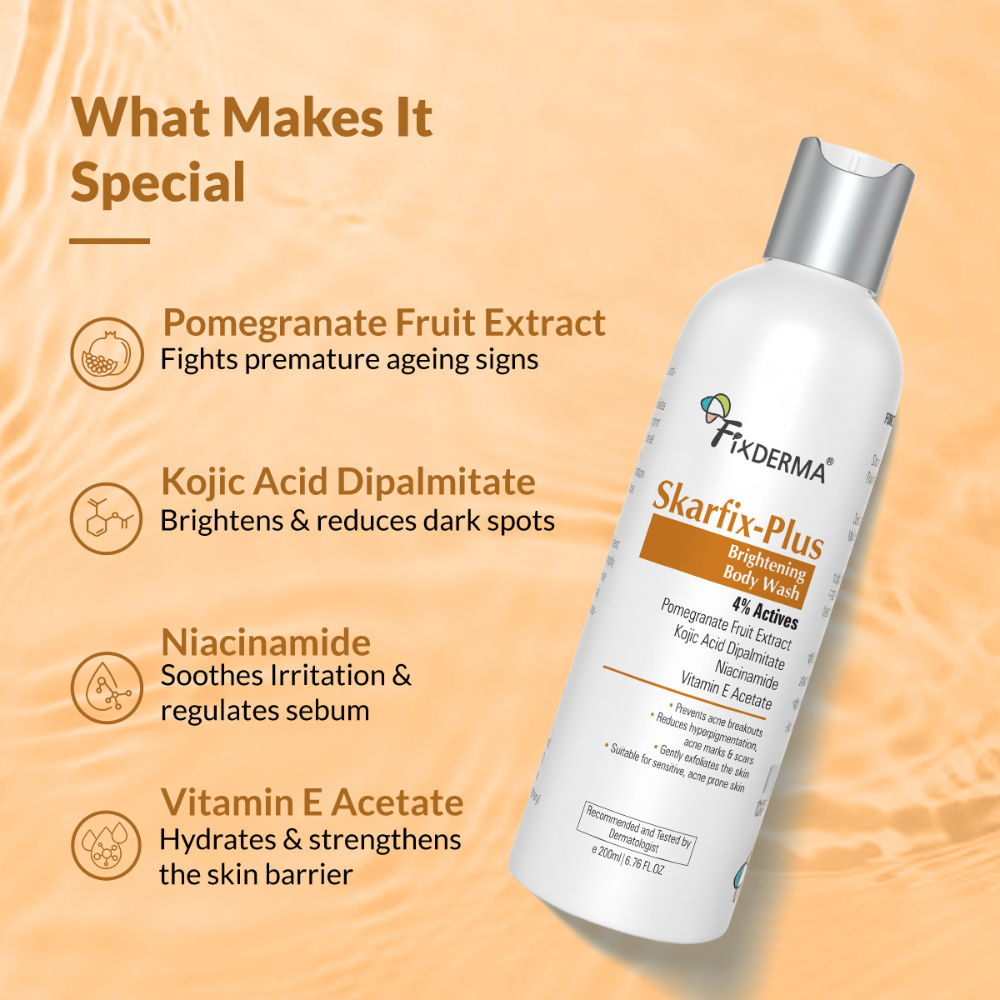 Skarfix Plus Brightening Body Wash with Kojic Acid & Niacinamide Body Wash Shower Gel