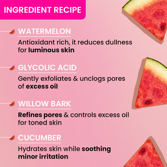 Watermelon Superglow Pore Tightening Toner With Glycolic, Exfoliates & Controls Excess Oil