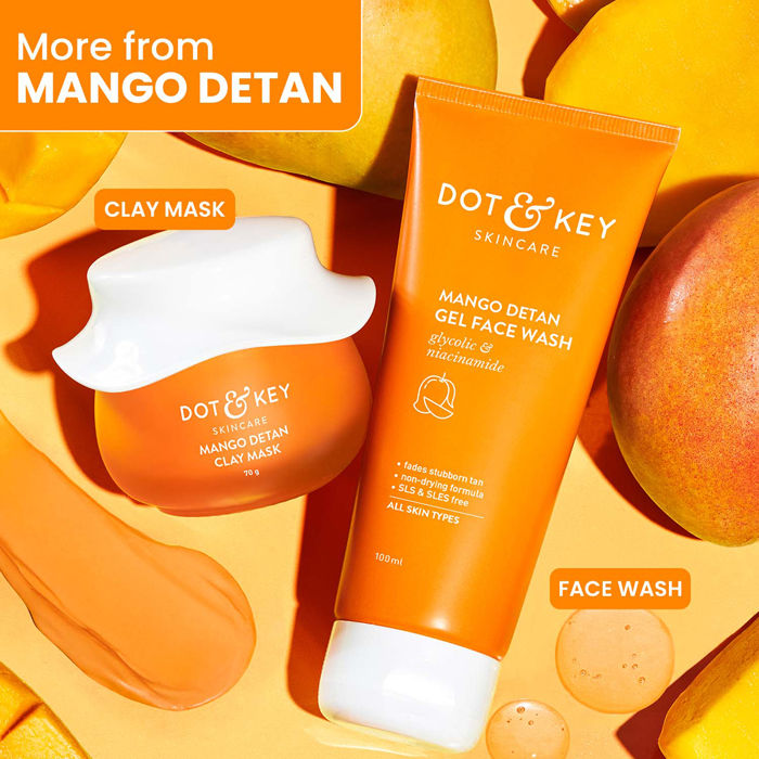 Mango Detan Clay Mask, With Alpha-Arbutin & Niacinamide, Clear Tan, Easy to Rinse Formula