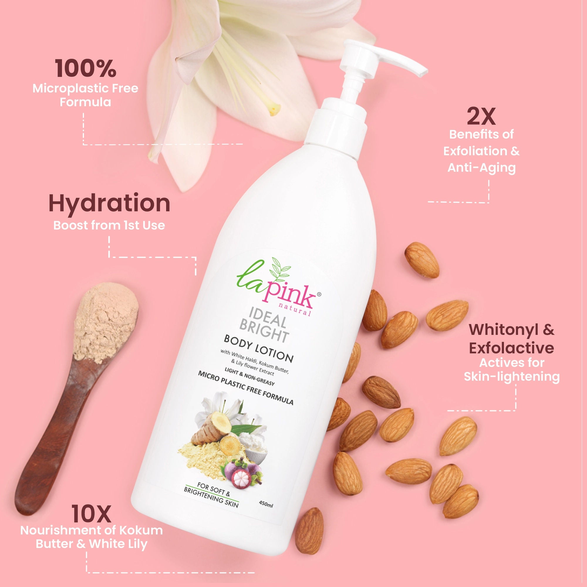 Ideal Bright Body Lotion, Non Greasy Moisturizer 100% Microplastic Free Formula