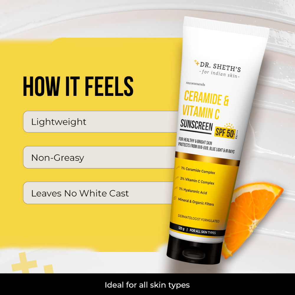 Ceramide & Vitamin C Sunscreen SPF 50+ PA++++ In-Vivo Tested for Bright Skin