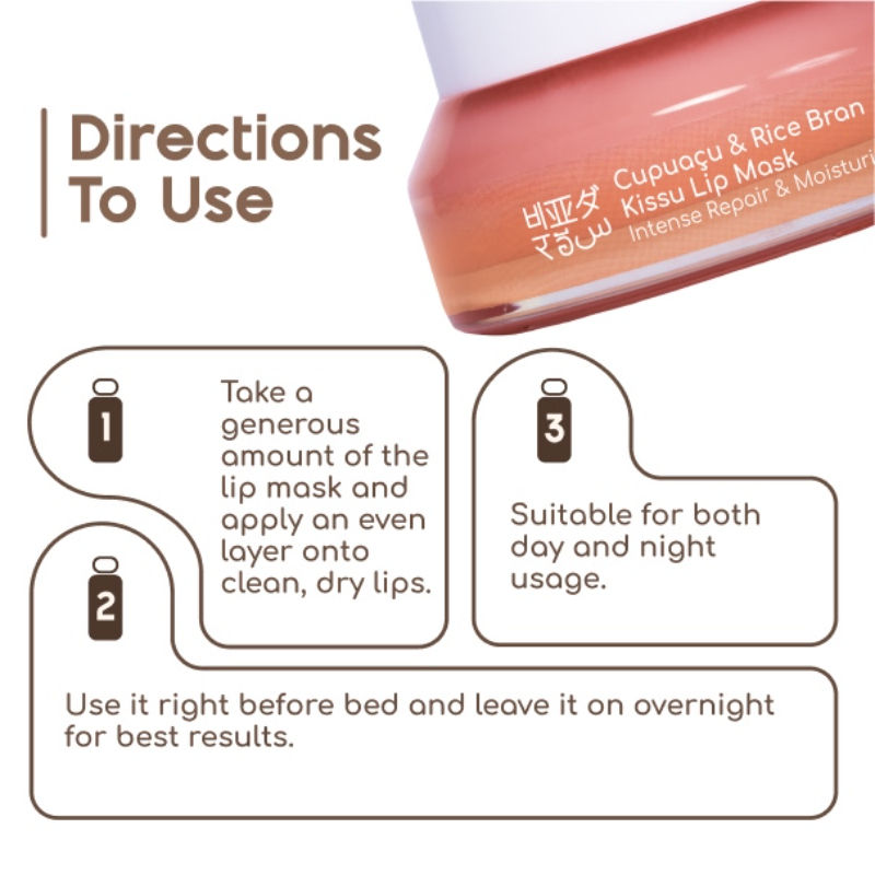 Kissu Lip Mask With Cupuacu Butter, Jojoba Oil, Rice Bran And Olive Oil