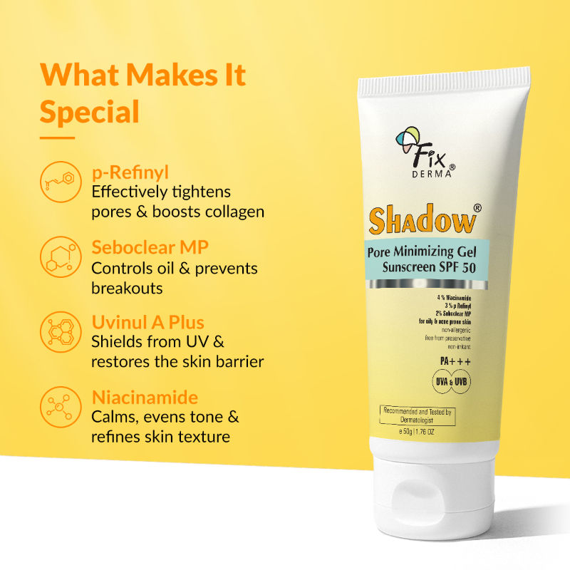 Shadow 4% Niacinamide Gel Sunscreen for Pore Minimizer with SPF 50 PA+++