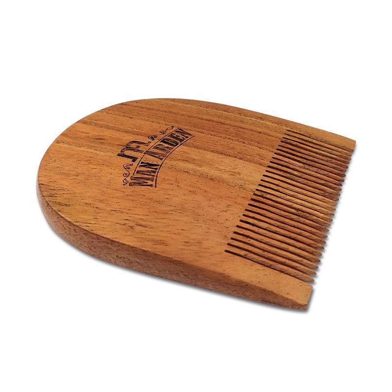 Pure Neem Wooden U Shaped Beard Comb With Premium Faux Leather Pouch