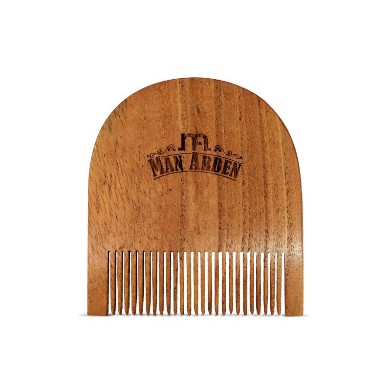 Pure Neem Wooden U Shaped Beard Comb With Premium Faux Leather Pouch