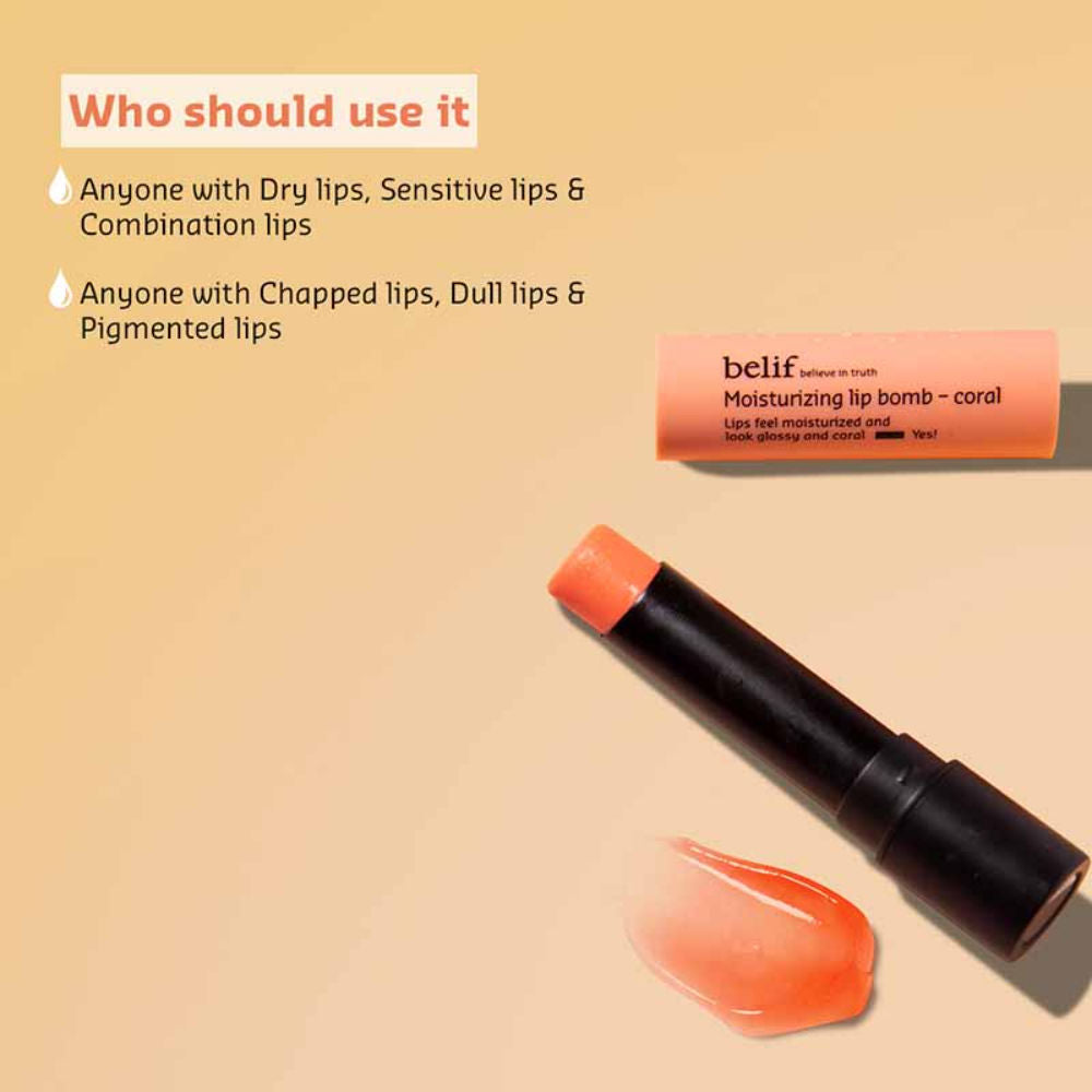 Moisturizing Korean Lip Bomb - Tinted Lip Mask, Lip Balm for Dry Lips with Shea Butter-Coral