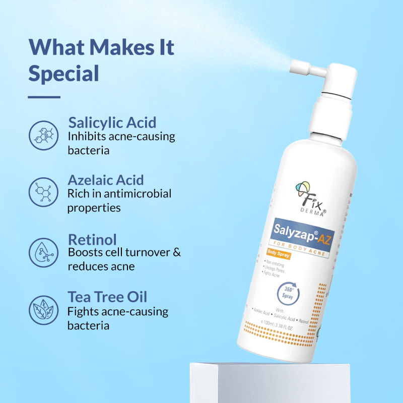 2% Salicylic Acid + 2% Azelaic Acid Salyzap AZ Acne Body Spray For Back & Upper Arms