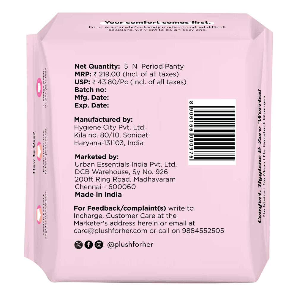 100% Leakproof High Waist Disposable Period Panty M/L 12 Hour Protection
