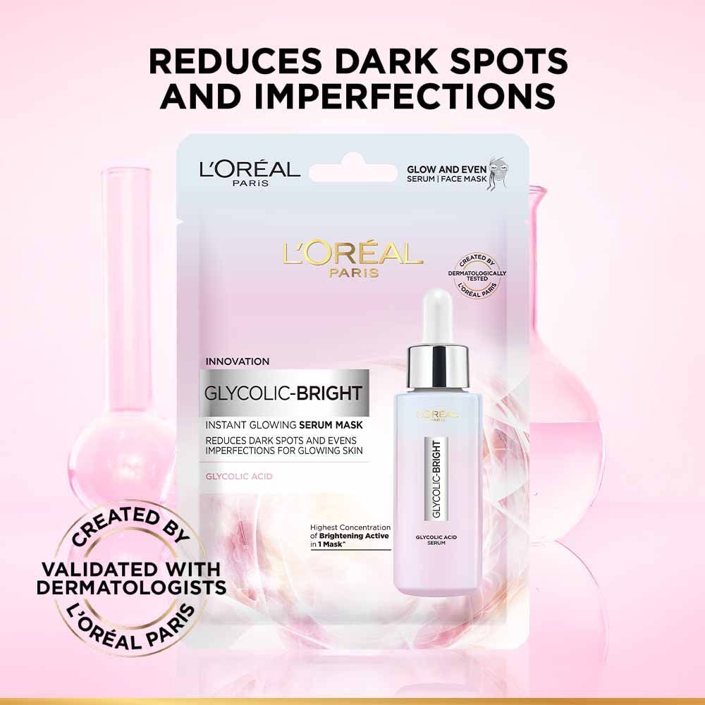 Glycolic Bright Glowing Serum Sheet Mask, Face Mask for Glowing Skin