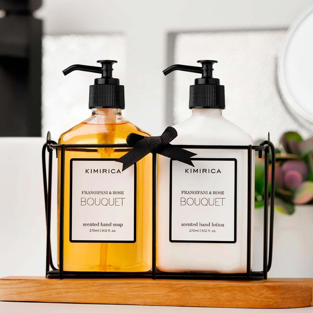 Bouquet Hand Care Duo Caddy Set - Premium Hand Wash & Lotion in a Chic Decorative Caddy