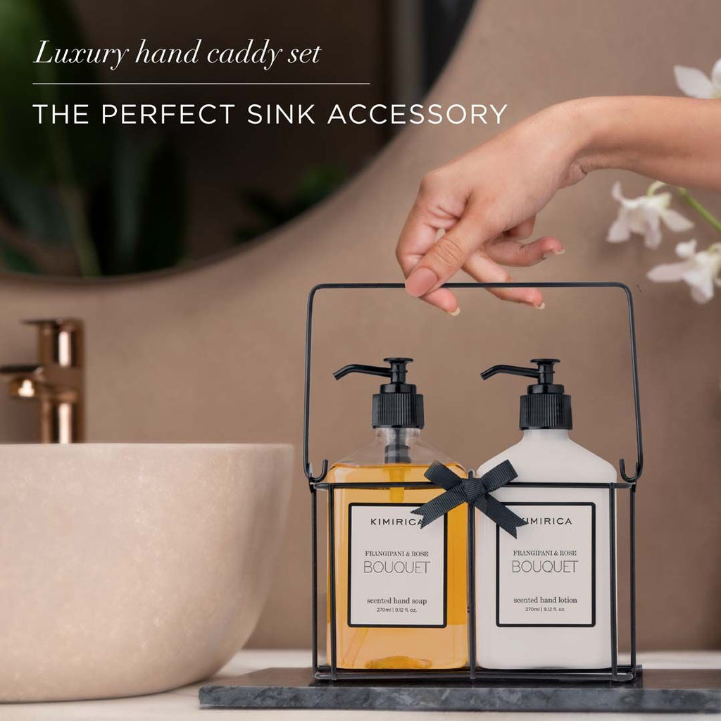 Bouquet Hand Care Duo Caddy Set - Premium Hand Wash & Lotion in a Chic Decorative Caddy