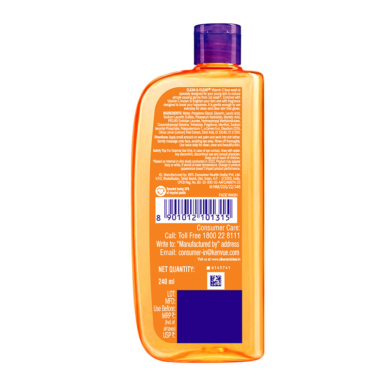 Vitamin C Face Wash - Gentle Brightening & Hydrating Cleanser Reduces Acne In 7 Days