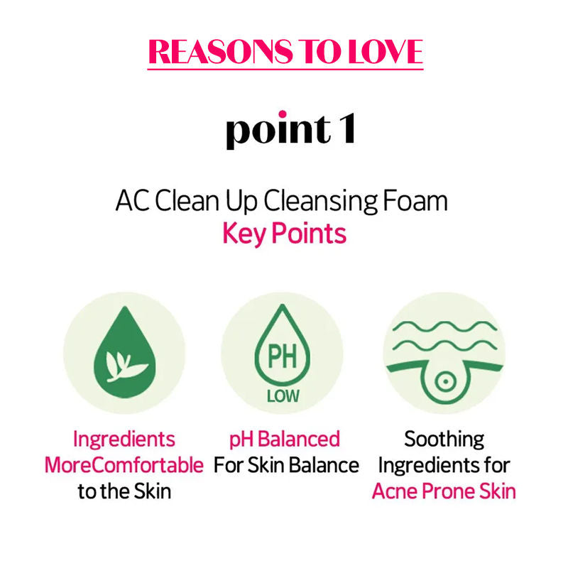 Ac Clean Up Cleansing Foam For Reducing Sebum & Acne