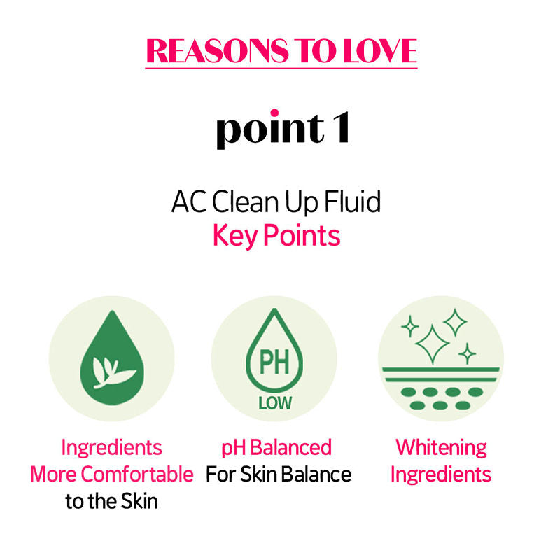 Ac Clean Up Facial Fluid, Lightweight Moisture, Deduces Dark Acne Spots