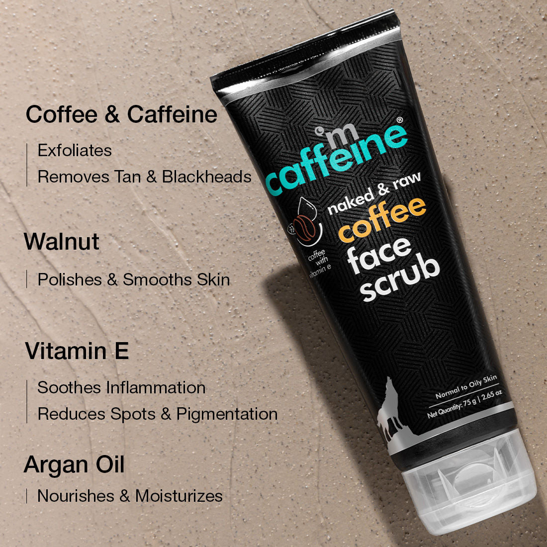 Naked Raw Coffee Face Scrub With Walnut & Vitamin E For Fresh & Glowing Skin