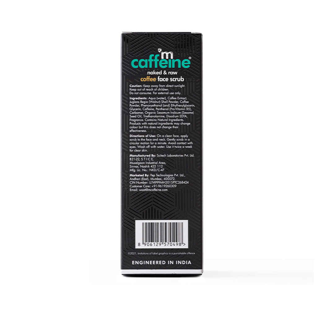 Naked Raw Coffee Face Scrub With Walnut & Vitamin E For Fresh & Glowing Skin