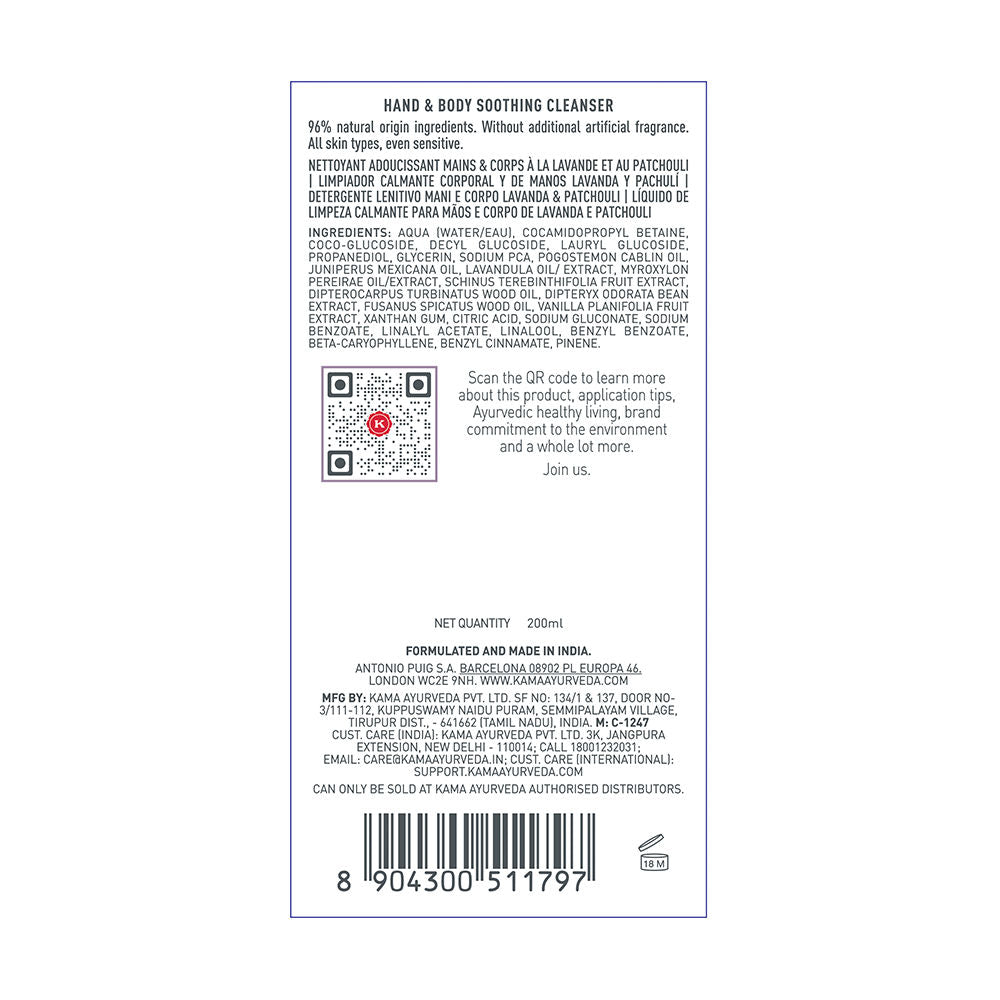 Lavender & Patchouli Calming & Refreshing with Paraben Free Body Cleanser