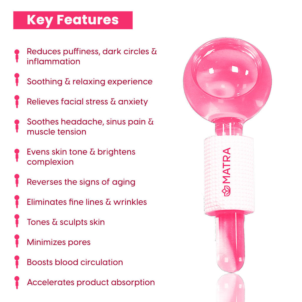 Professional Facial Ice Globes Cooling Crystal Roller Massager (Pink)