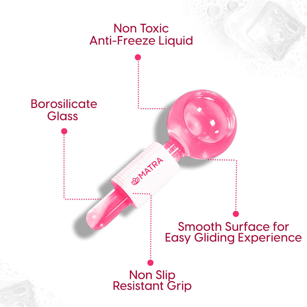 Professional Facial Ice Globes Cooling Crystal Roller Massager (Pink)