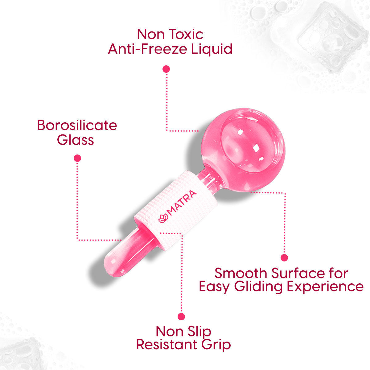 Professional Facial Ice Globes Cooling Crystal Roller Massager (Pink)
