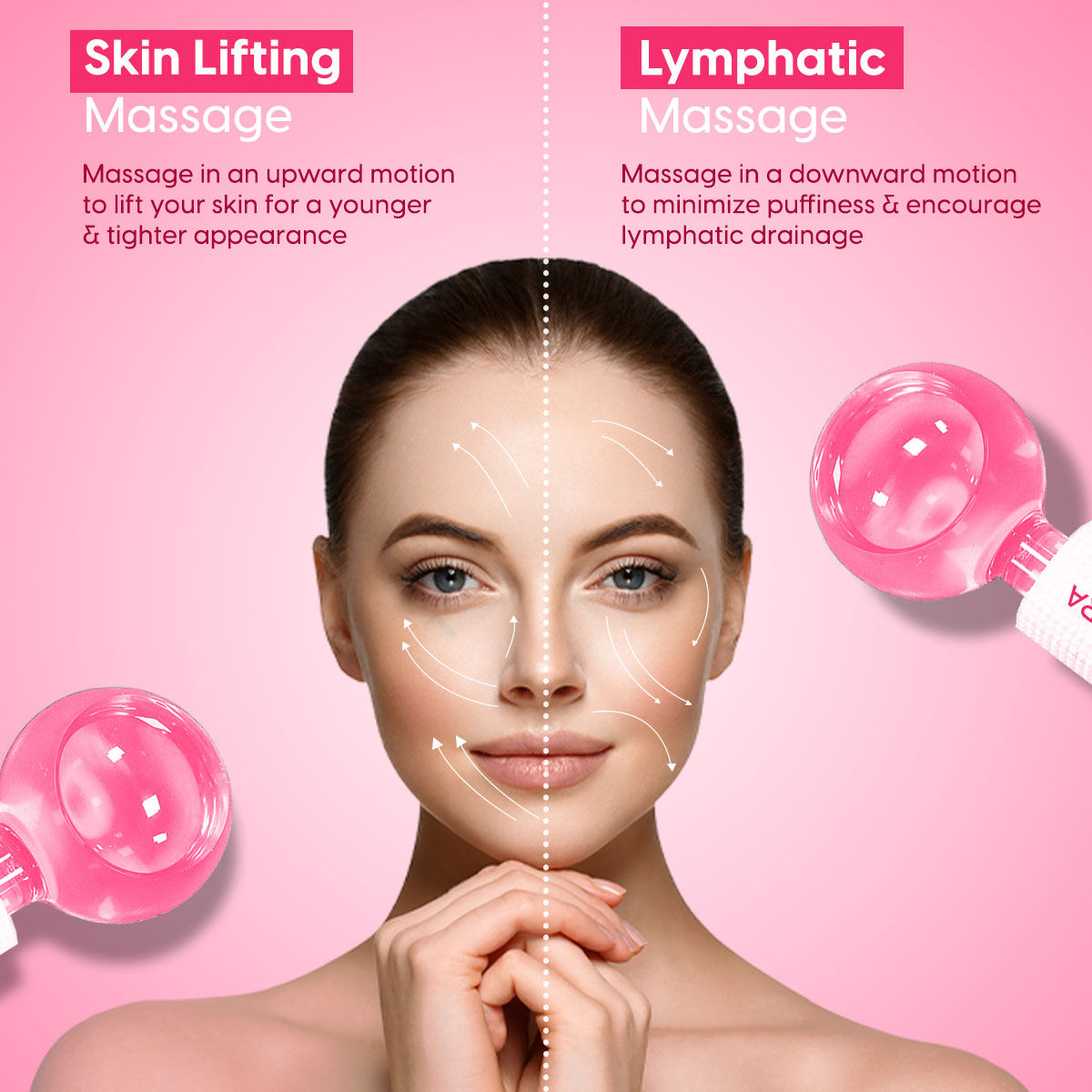 Professional Facial Ice Globes Cooling Crystal Roller Massager (Pink)