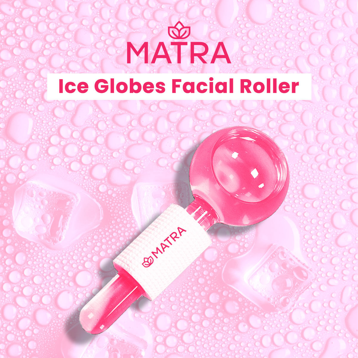Professional Facial Ice Globes Cooling Crystal Roller Massager (Pink)