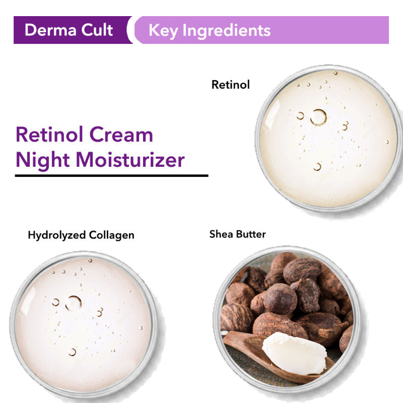 Derma Cult Retinol Cream Night Moisturizer For Wrinkles Radiance