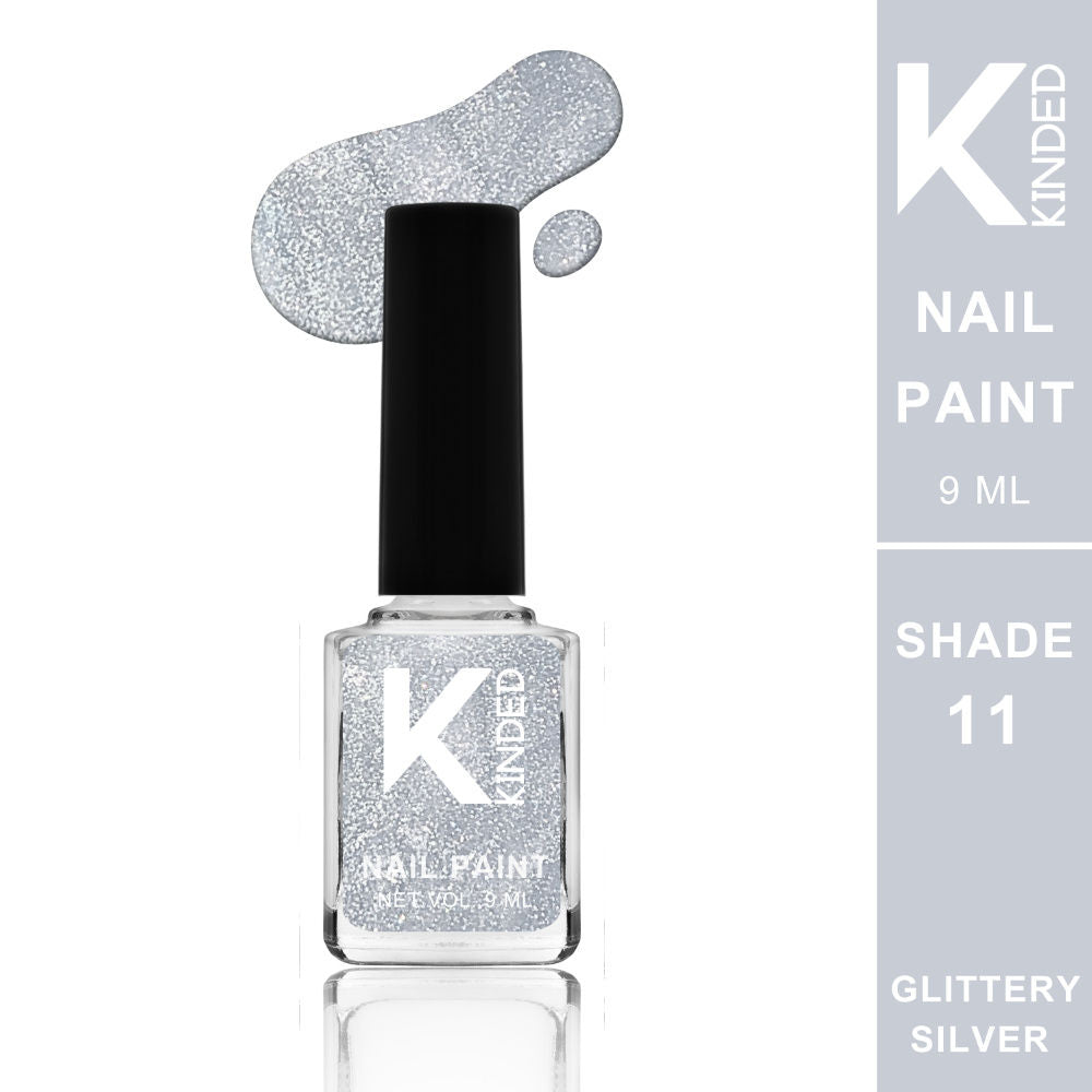 Long Stay Shimmery Finish Nail Paint - 11 Glittery Silver
