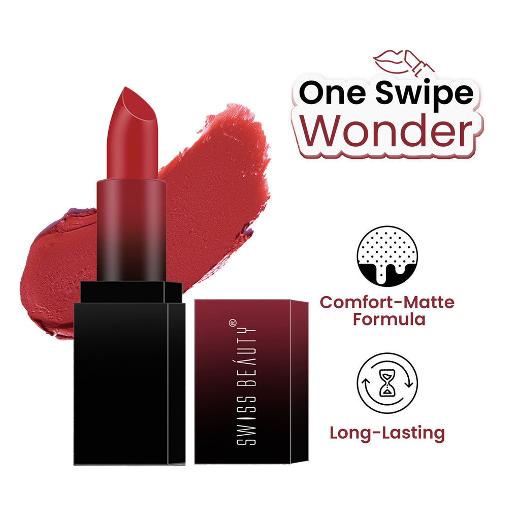 HD Matte Lipstick , High Coverage , Lightweight - 01 Siren In Scarlet
