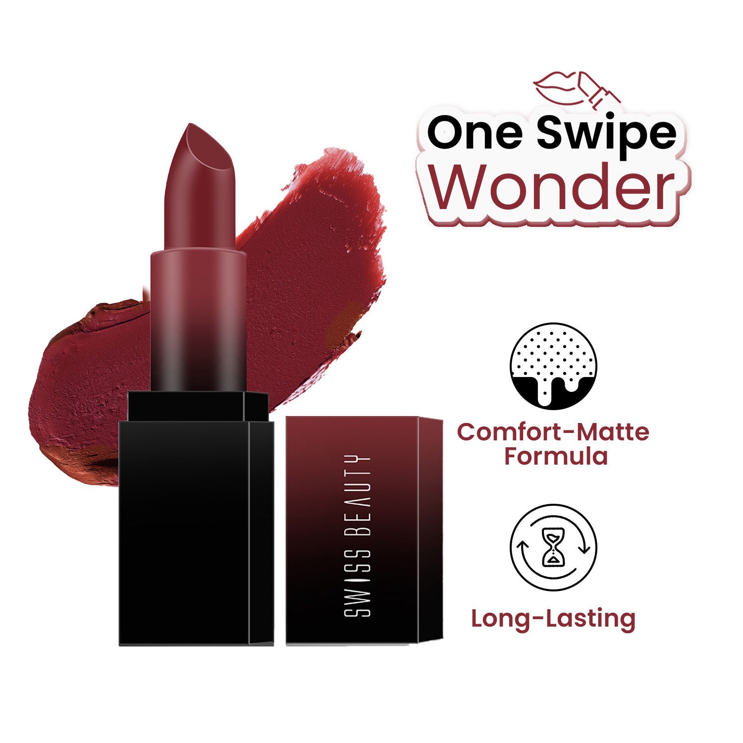 HD Matte Lipstick , High Coverage , Lightweight - 04 Hot Cherry