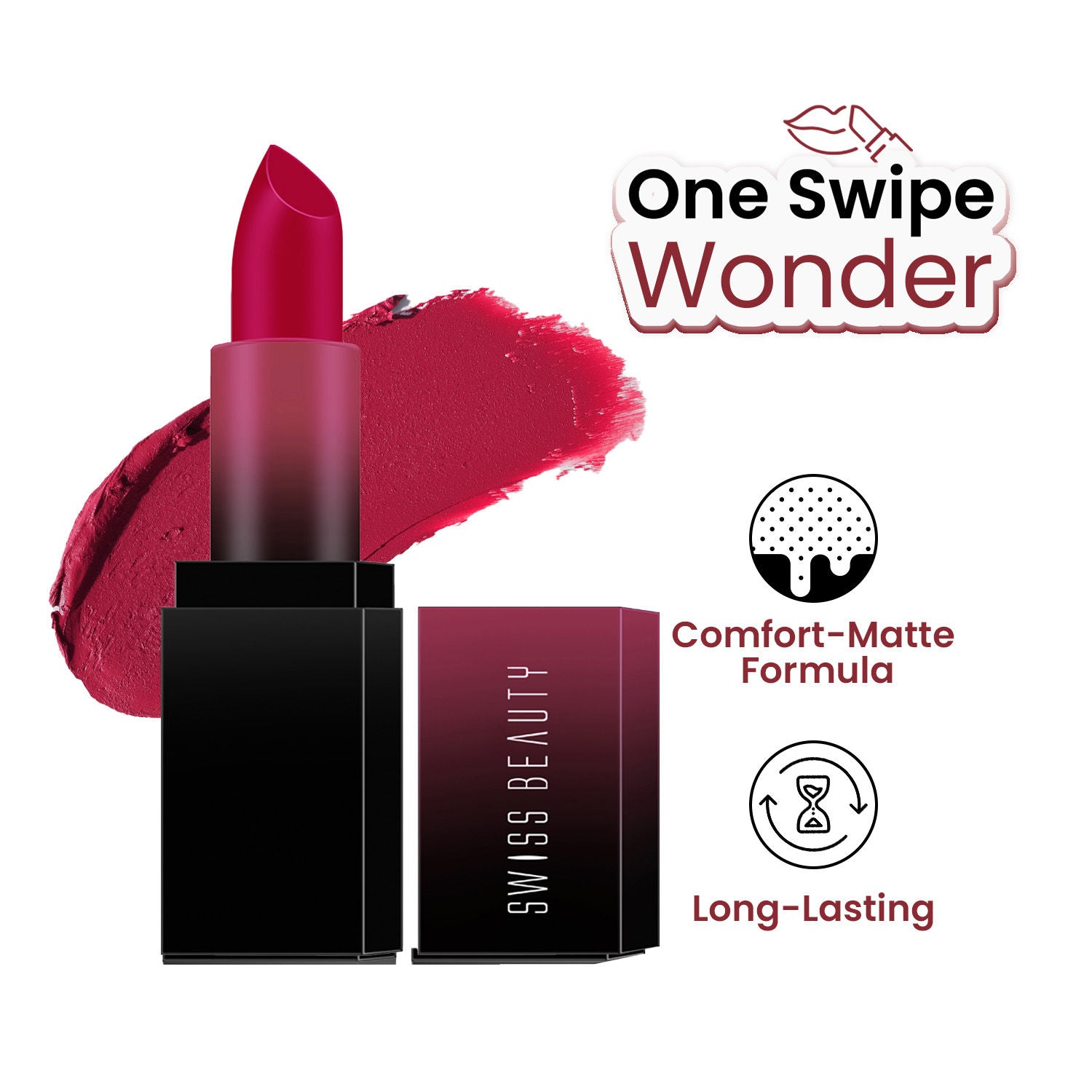 HD Matte Lipstick , High Coverage , Lightweight - 17 Fresh Red