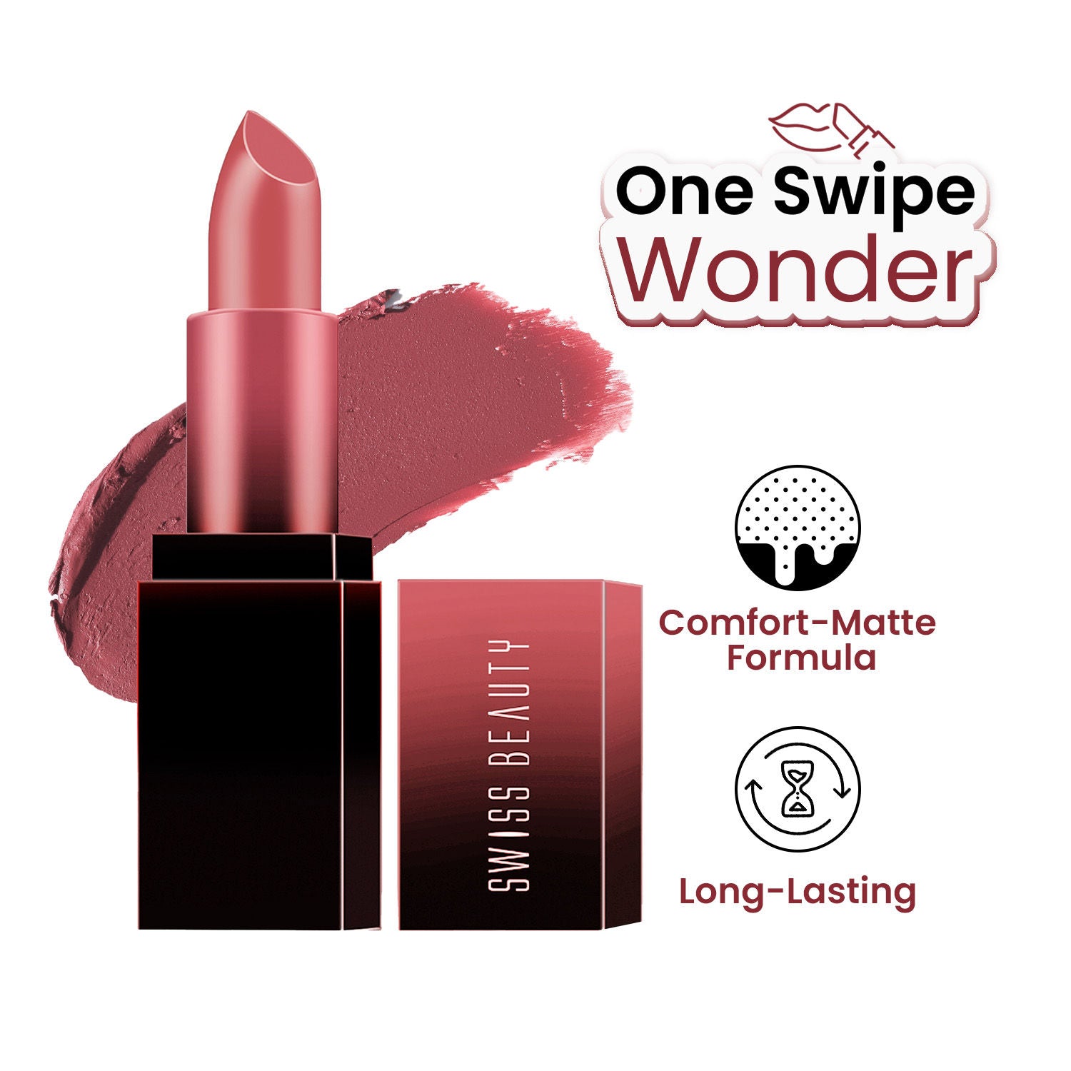 HD Matte Lipstick , High Coverage , Lightweight - 30 Chic Pink
