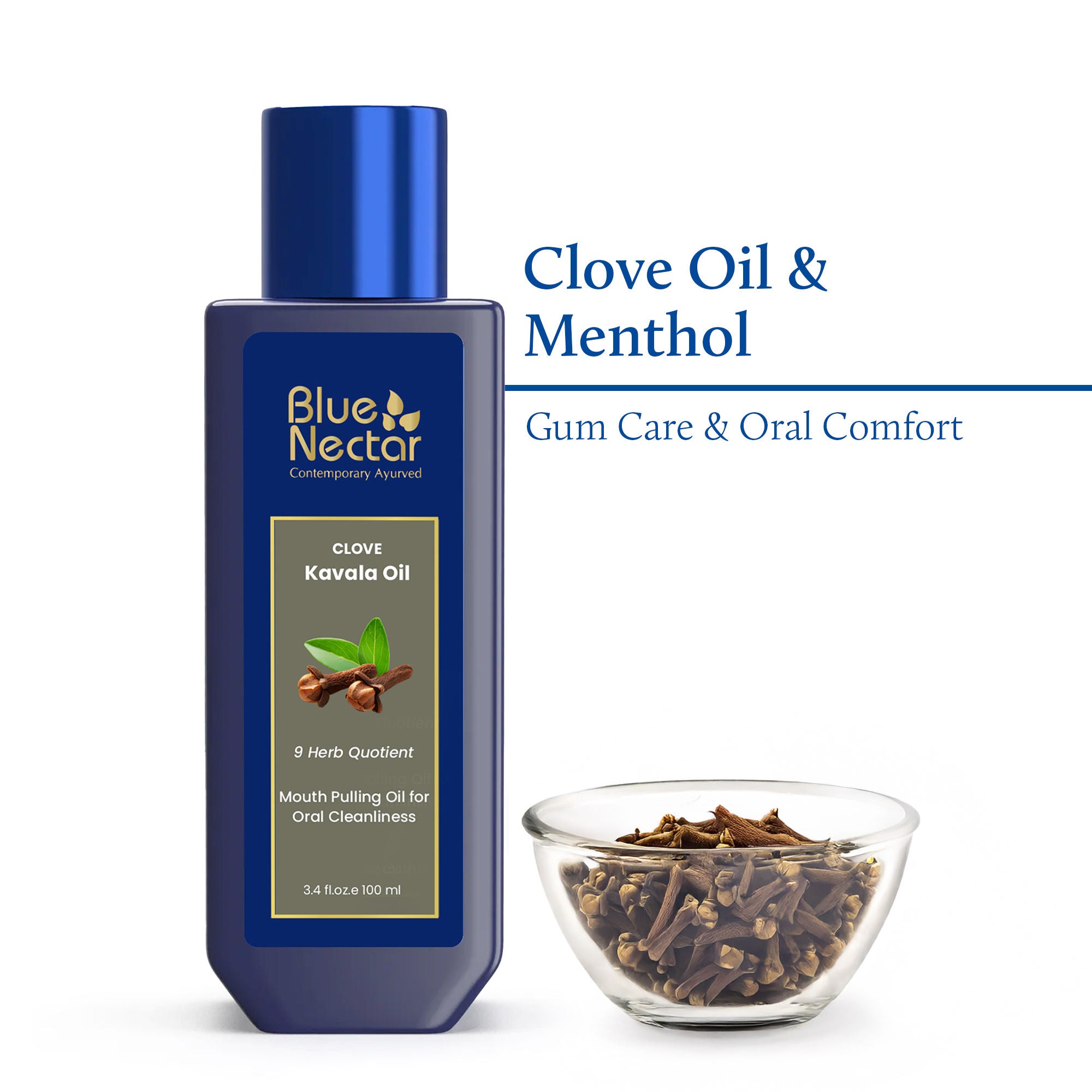 Clove Oil Pulling, Ayurvedic Mouthwash with Coconut Oil for Fresh Breath - 9 Herbs