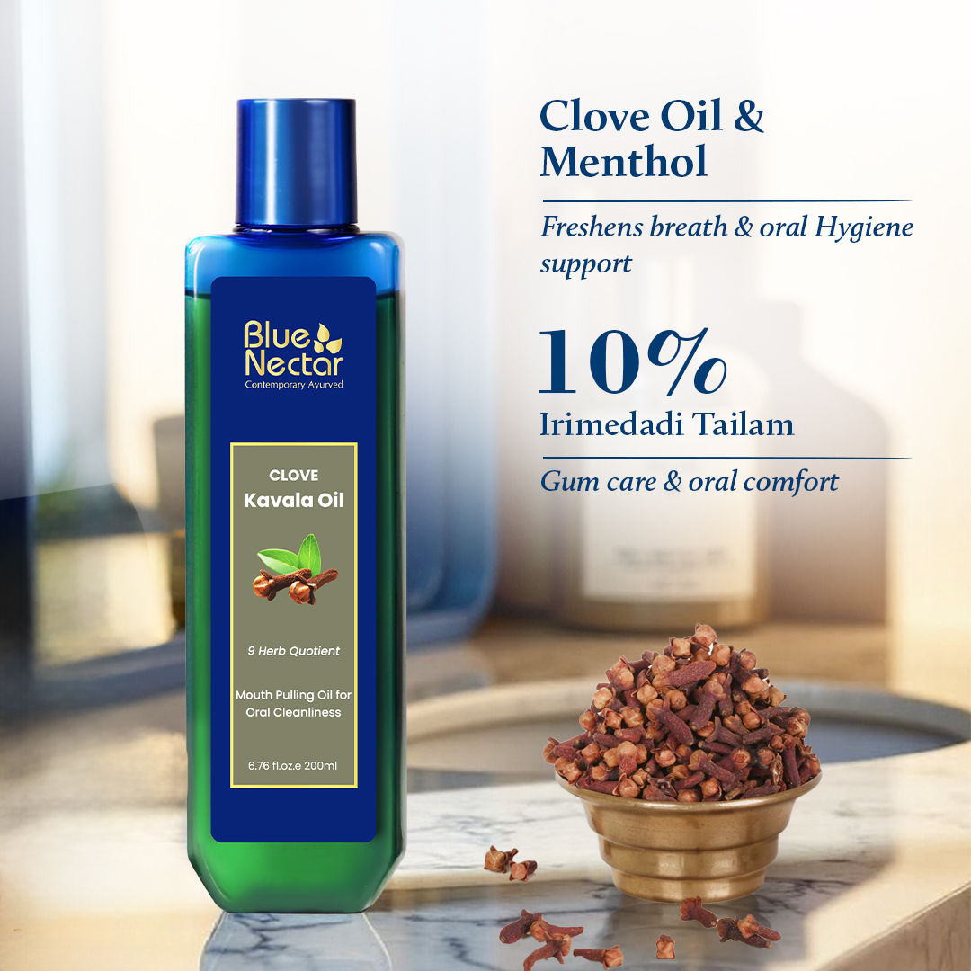 Clove Oil Pulling, Ayurvedic Mouthwash with Coconut Oil for Fresh Breath - 9 Herbs