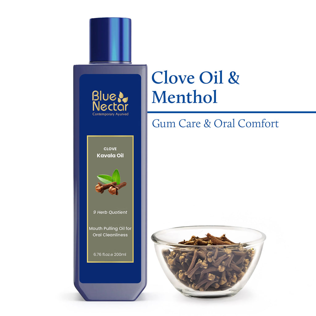 Clove Oil Pulling, Ayurvedic Mouthwash with Coconut Oil for Fresh Breath - 9 Herbs - 200ml