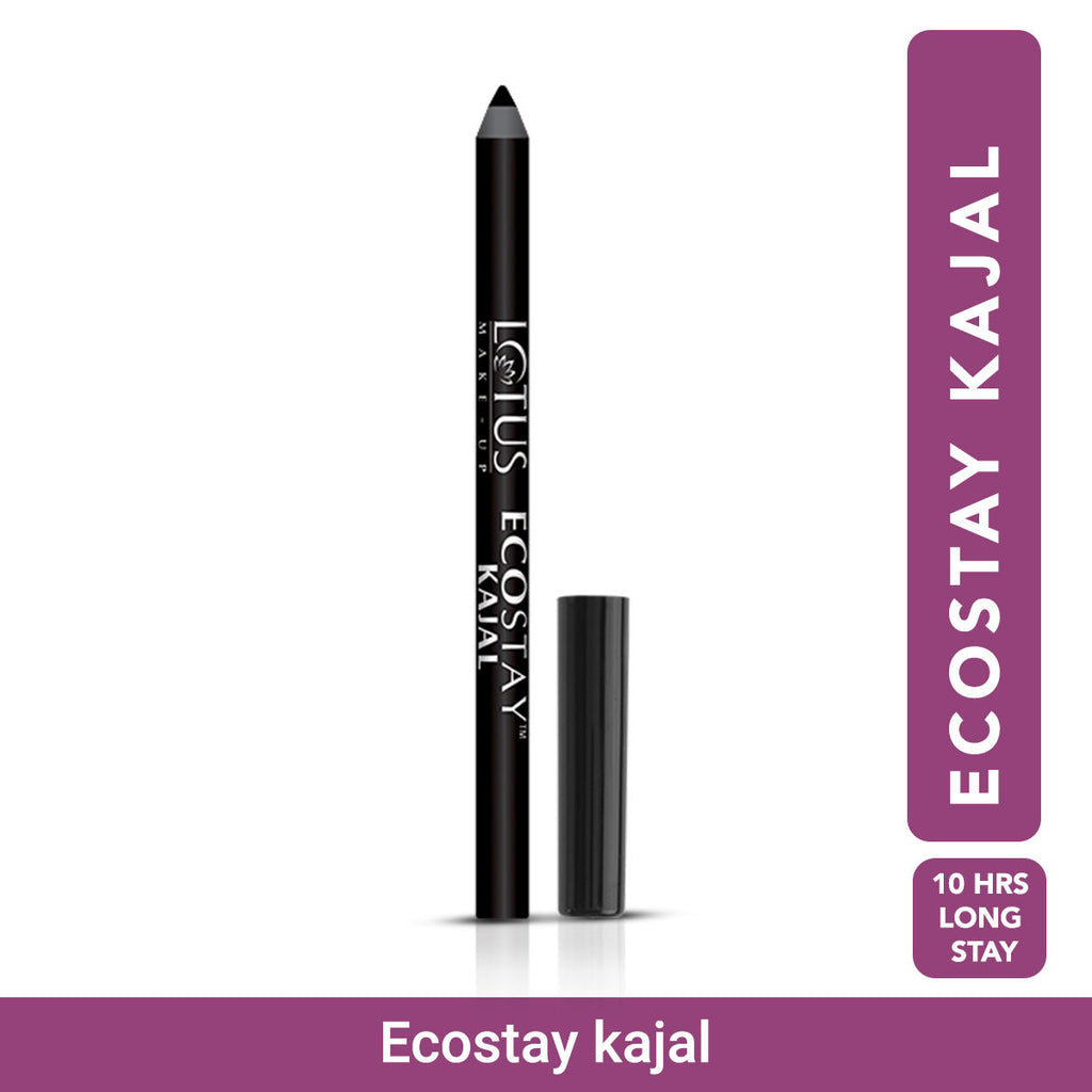 Lotus Make-Up Ecostay Kajal Pencil Stick With 10Hr Long Lasting Stay, Water & Smudge Proof - Black