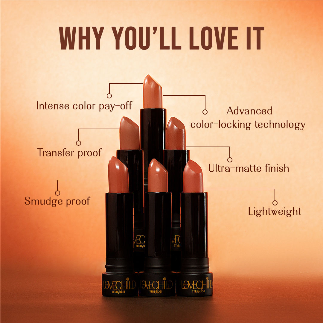 Bare Browns Ultra Matte Transfer-proof Lipstick, Enriched with Avocado Oil & Vitamin E