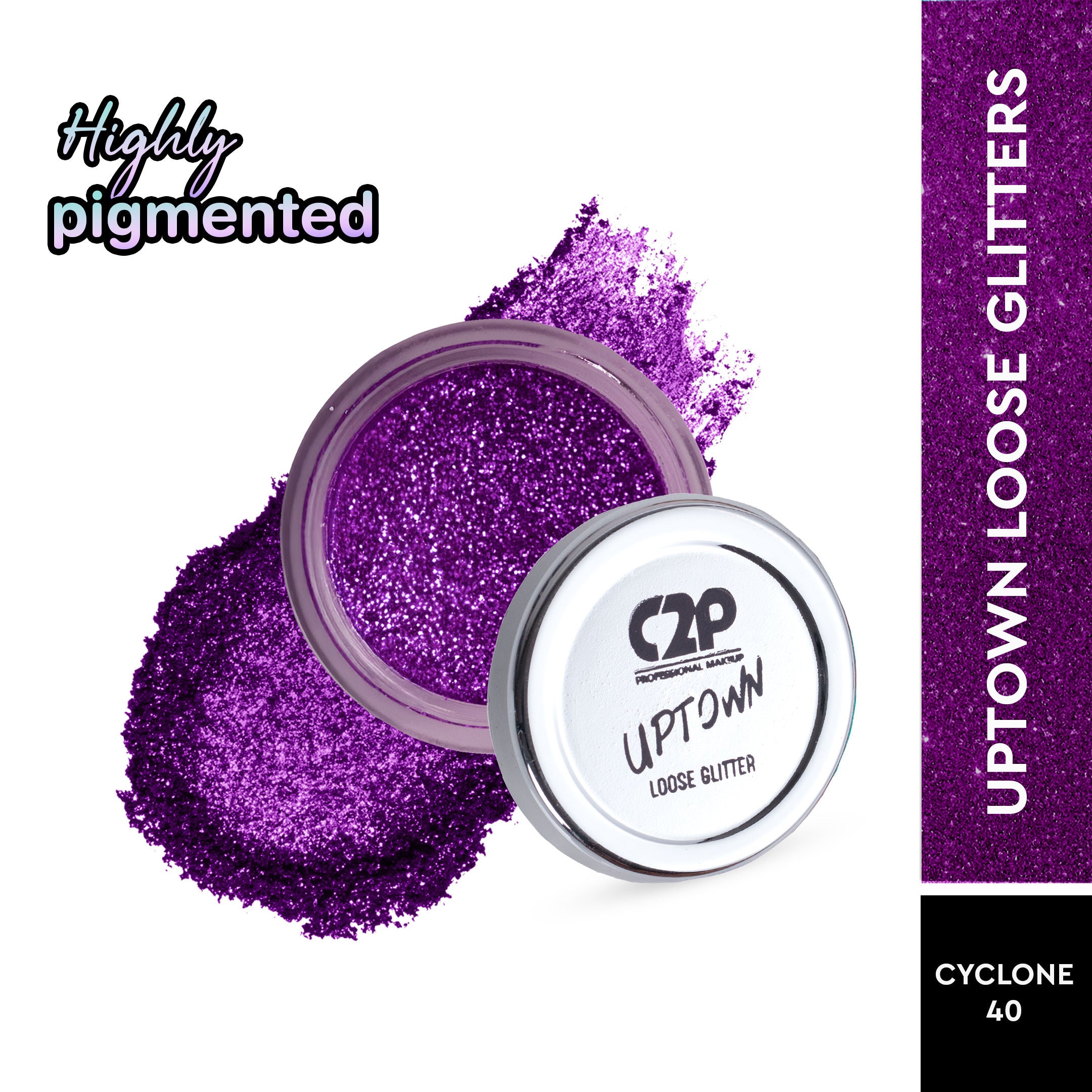 Uptown Loose Glitter for Eye Makeup Highly Pigmented Eyeshadow Powder - Cyclone 40