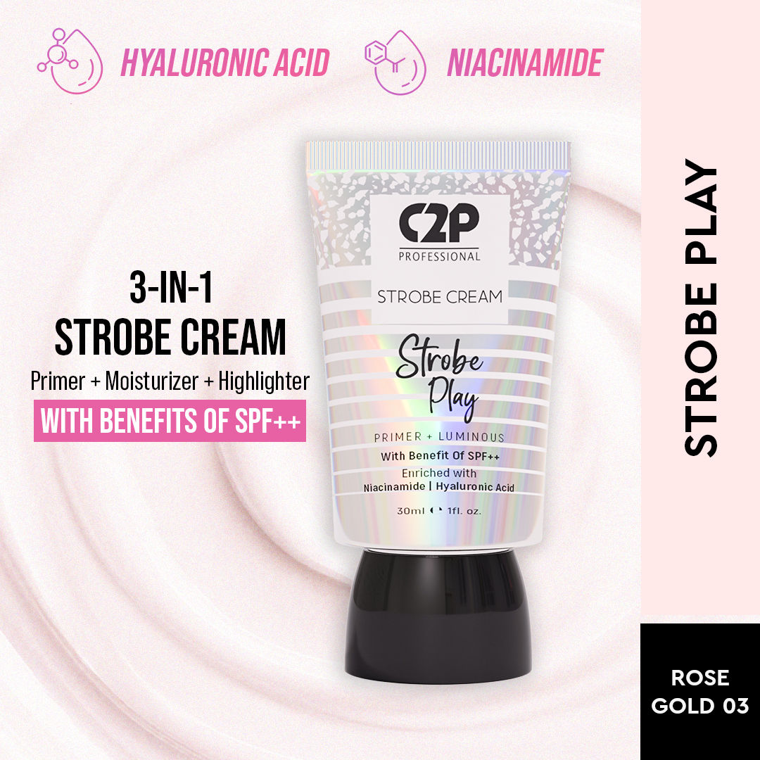 Strobe Cream for Face Glow 3 in 1 Formula Moisturizer Highlighter Primer SPF++