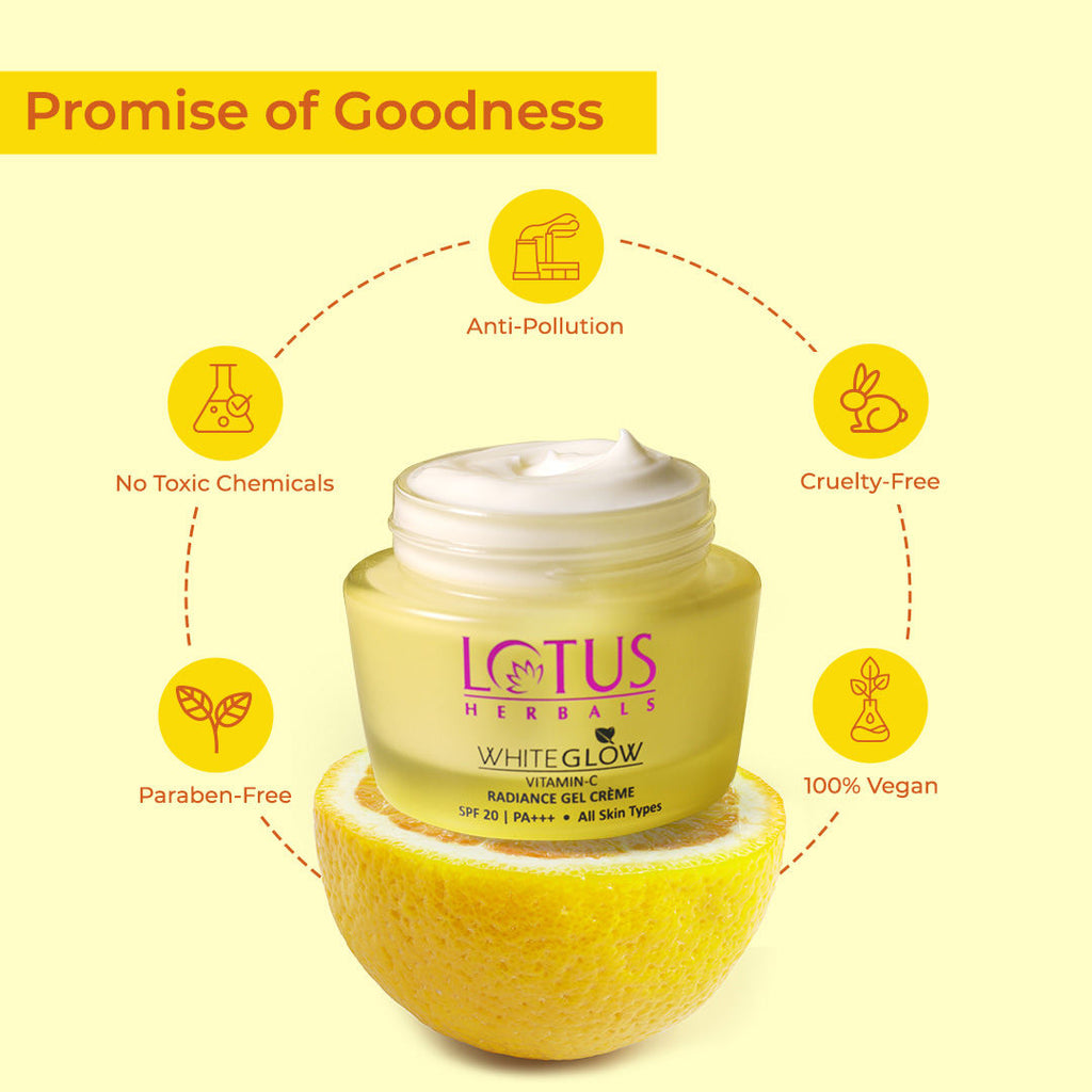 Whiteglow Vitamin C Radiance Gel Face Cream SPF 20, Reduces Dark Spots & Paraben-Free