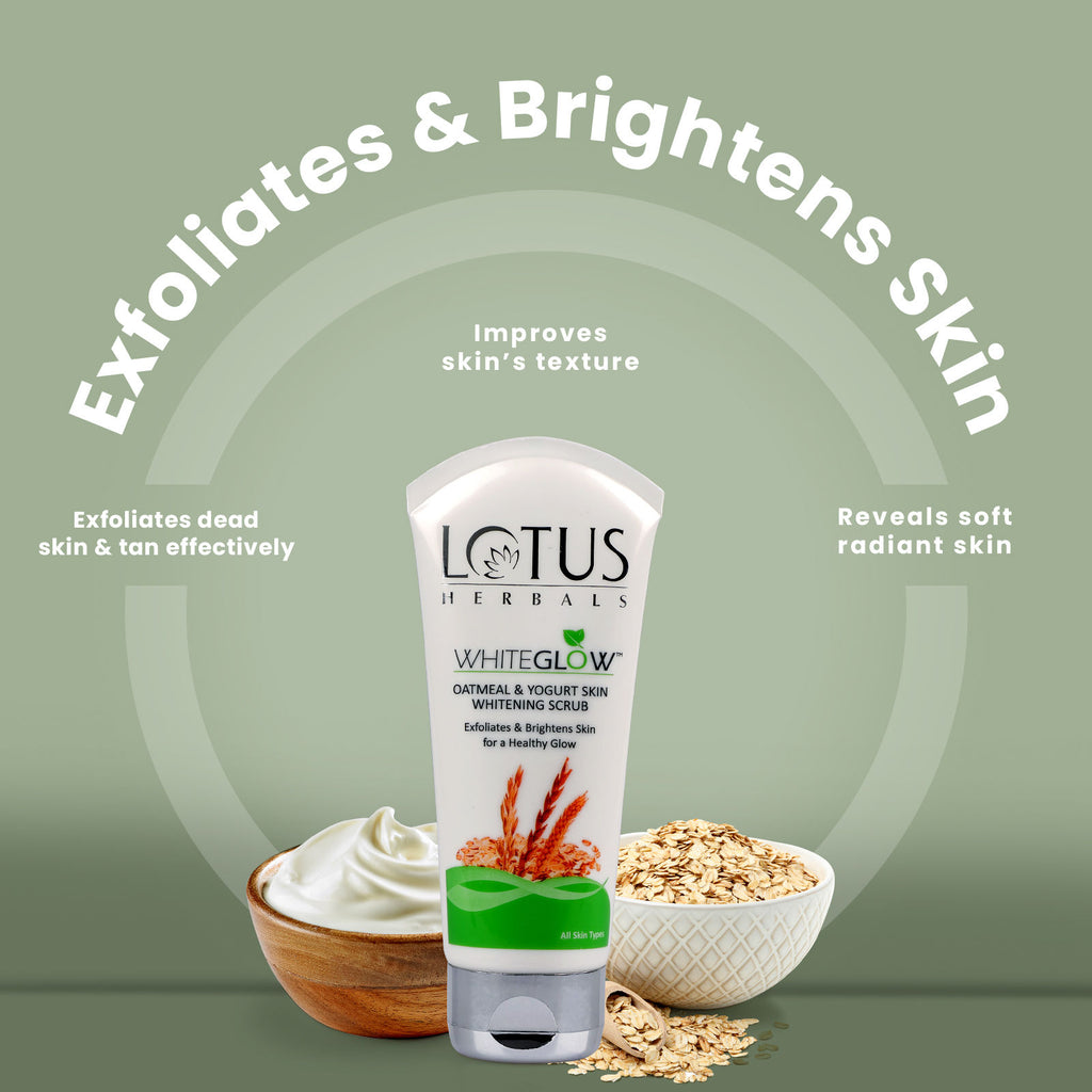 WhiteGlow Skin Brightening Oatmeal & Yogurt Face Scrub | All Skin Types