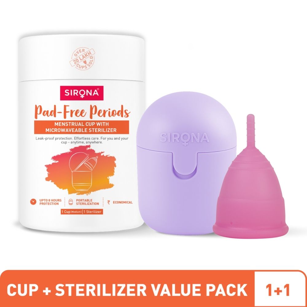 FDA Approved Reusable Menstrual Cup (Medium) with Portable Microwaveable Sterilizer