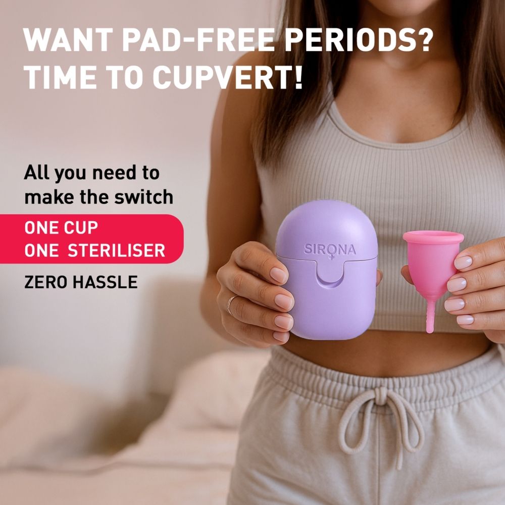 FDA Approved Reusable Menstrual Cup (Medium) with Portable Microwaveable Sterilizer