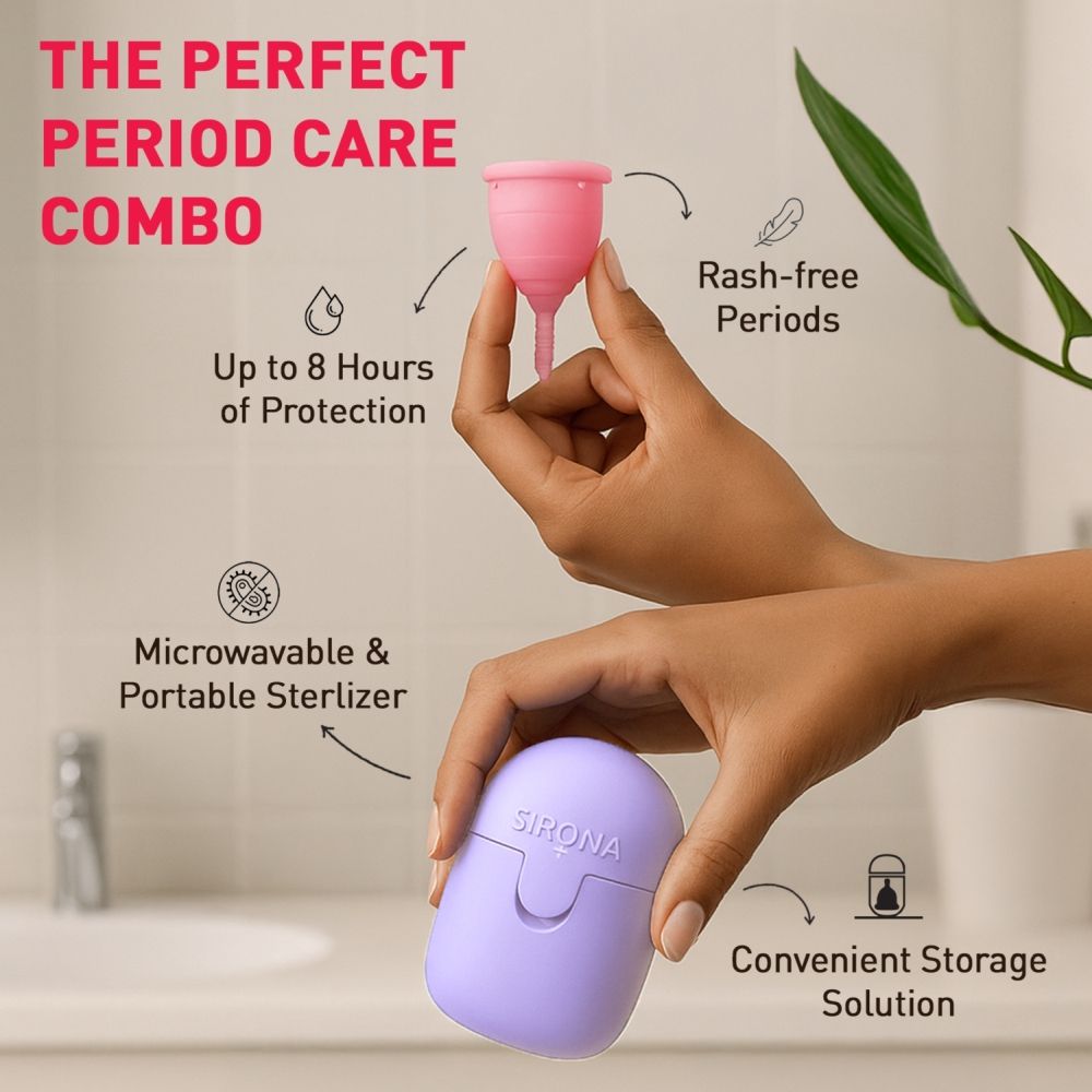 FDA Approved Reusable Menstrual Cup (Medium) with Portable Microwaveable Sterilizer
