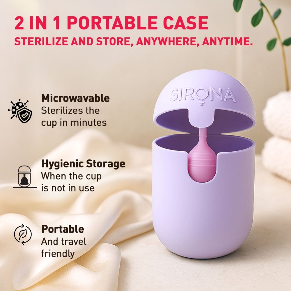 FDA Approved Reusable Menstrual Cup (Medium) with Portable Microwaveable Sterilizer