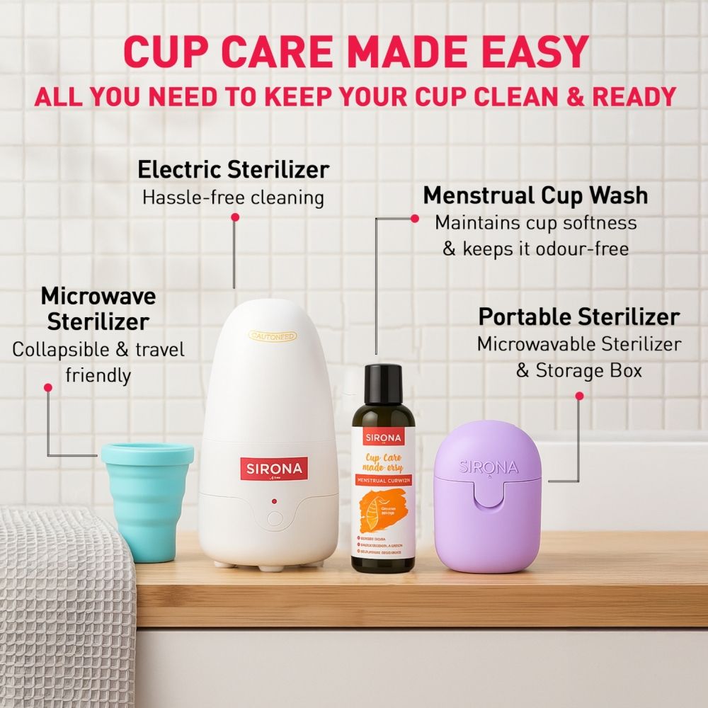 FDA Approved Reusable Menstrual Cup (Small) with Portable Microwaveable Sterilizer