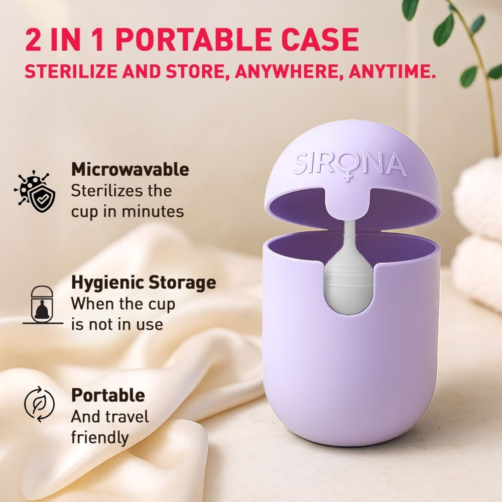 FDA Approved Reusable Menstrual Cup (Small) with Portable Microwaveable Sterilizer